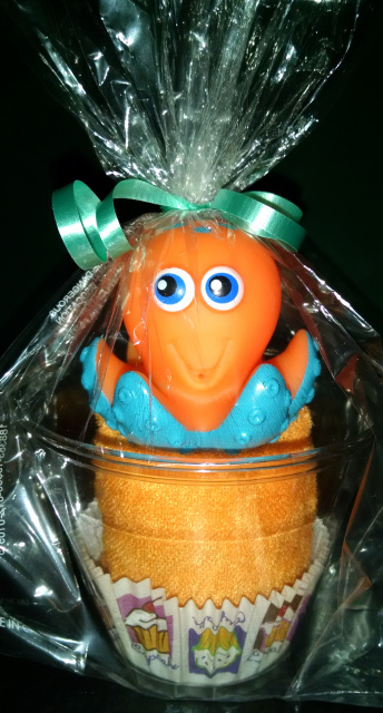 Orange Octopus Diaper Cupcake
